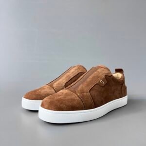 Aurora Custom Christian Louboutin Louis Junior Spikes low-top sneakers in brown Top-tier cutting-edge batch of high-quality goods