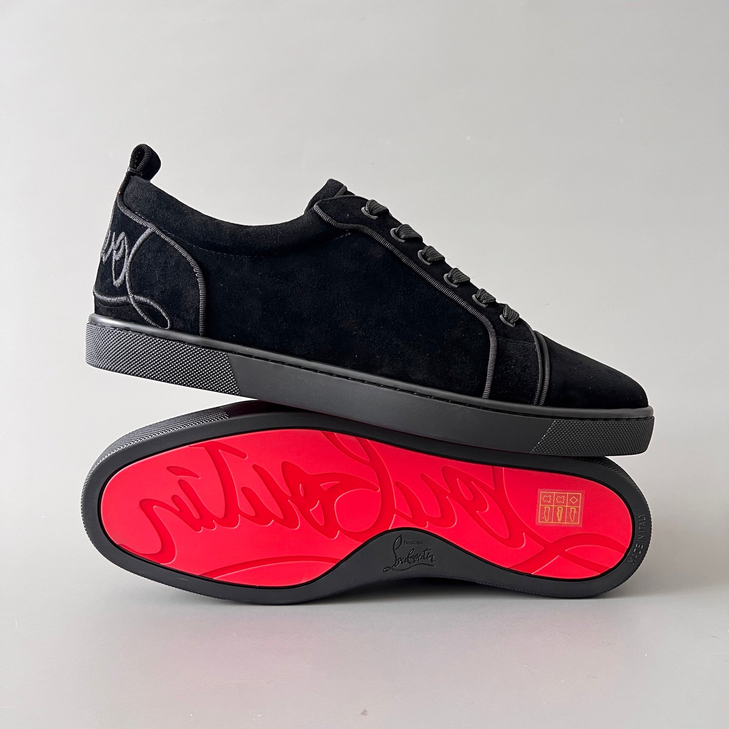 Aurora Custom Christian Louboutin Louis Junior Spikes 'Graphic Black' CL Louis Junior series black geometric embossed stud sneakers - Image 6