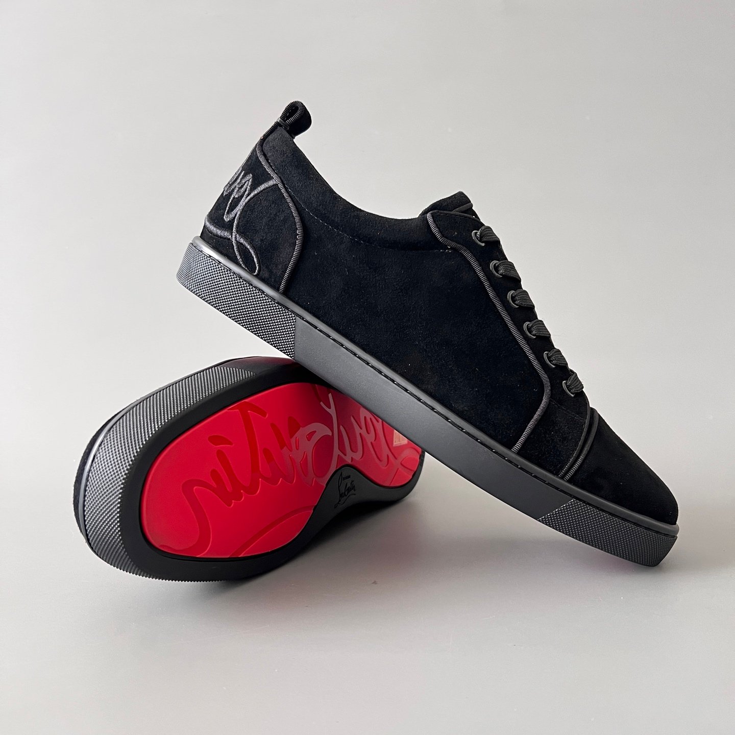 Aurora Custom Christian Louboutin Louis Junior Spikes 'Graphic Black' CL Louis Junior series black geometric embossed stud sneakers - Image 7