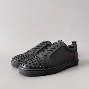 Aurora Custom Christian Louboutin Louis Junior Spikes 'Graphic Black' CL Louis Junior series black geometric embossed stud sneakers Top-tier cutting-edge batch of high-quality goods