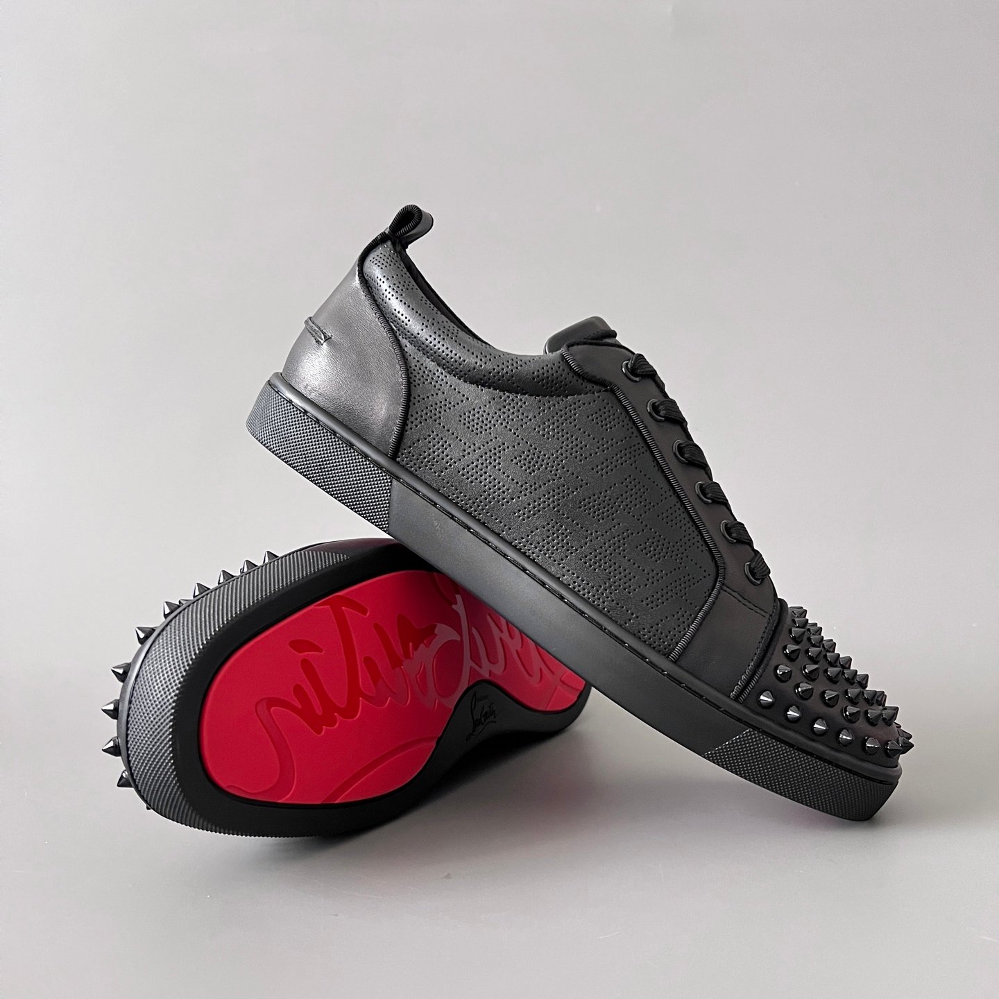 Aurora Custom Christian Louboutin Louis Junior Spikes 'Graphic Black' CL Louis Junior series black geometric embossed stud sneakers Top-tier cutting-edge batch of high-quality goods - Image 7