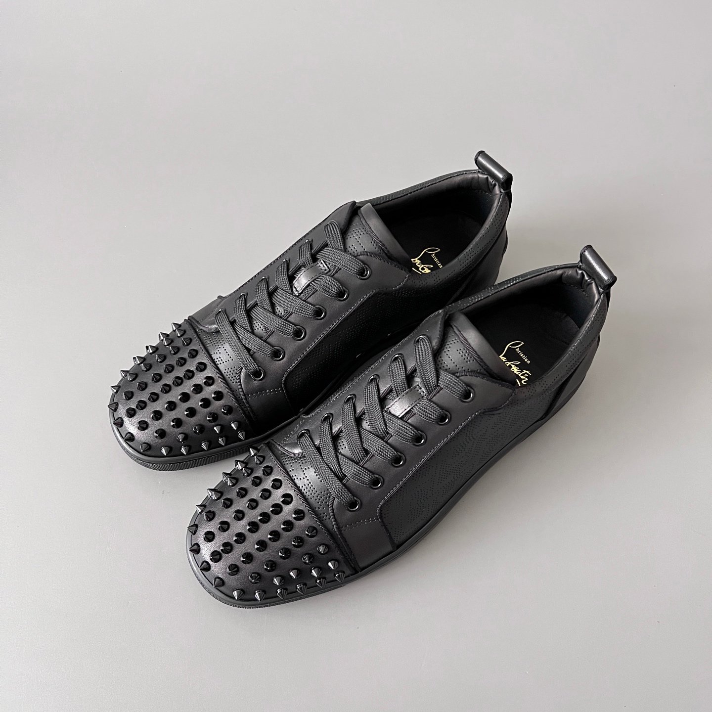 Aurora Custom Christian Louboutin Louis Junior Spikes 'Graphic Black' CL Louis Junior series black geometric embossed stud sneakers Top-tier cutting-edge batch of high-quality goods - Image 8