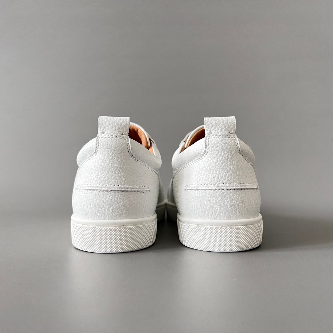 AuroraCustom Christian Louboutin Louis Junior "White Pebbled" Leather SneakerCL Louis Junior Series White Pebbled Leather Classic Sneakers - Image 5