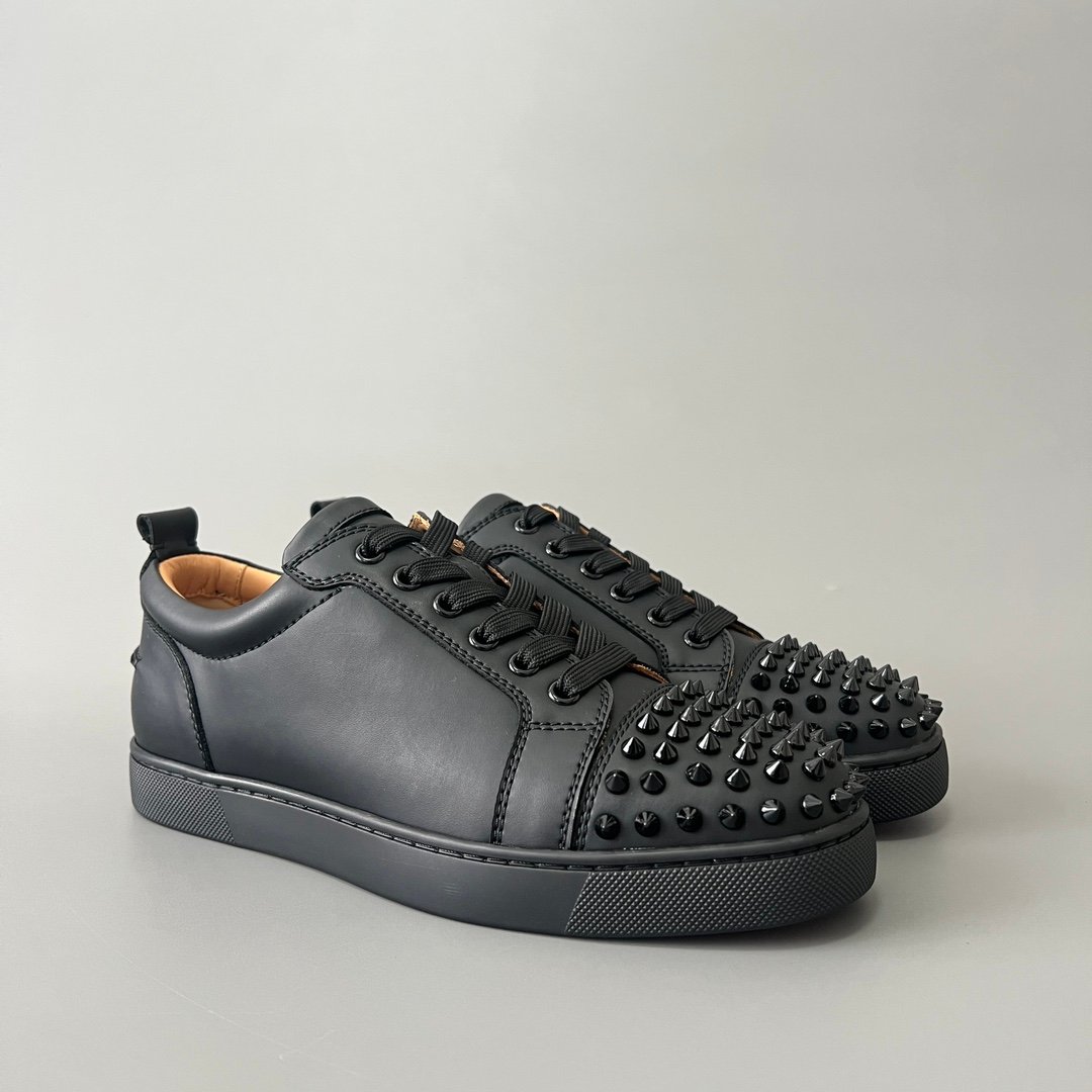 AuroraCustom Christian Louboutin Louis Junior Spikes "Triple Black" (Matte Leather) - Image 4