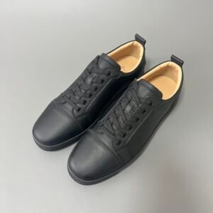 AuroraCustom Christian Louboutin Louis Junior "Triple Black" (Smooth Leather - No Spikes)