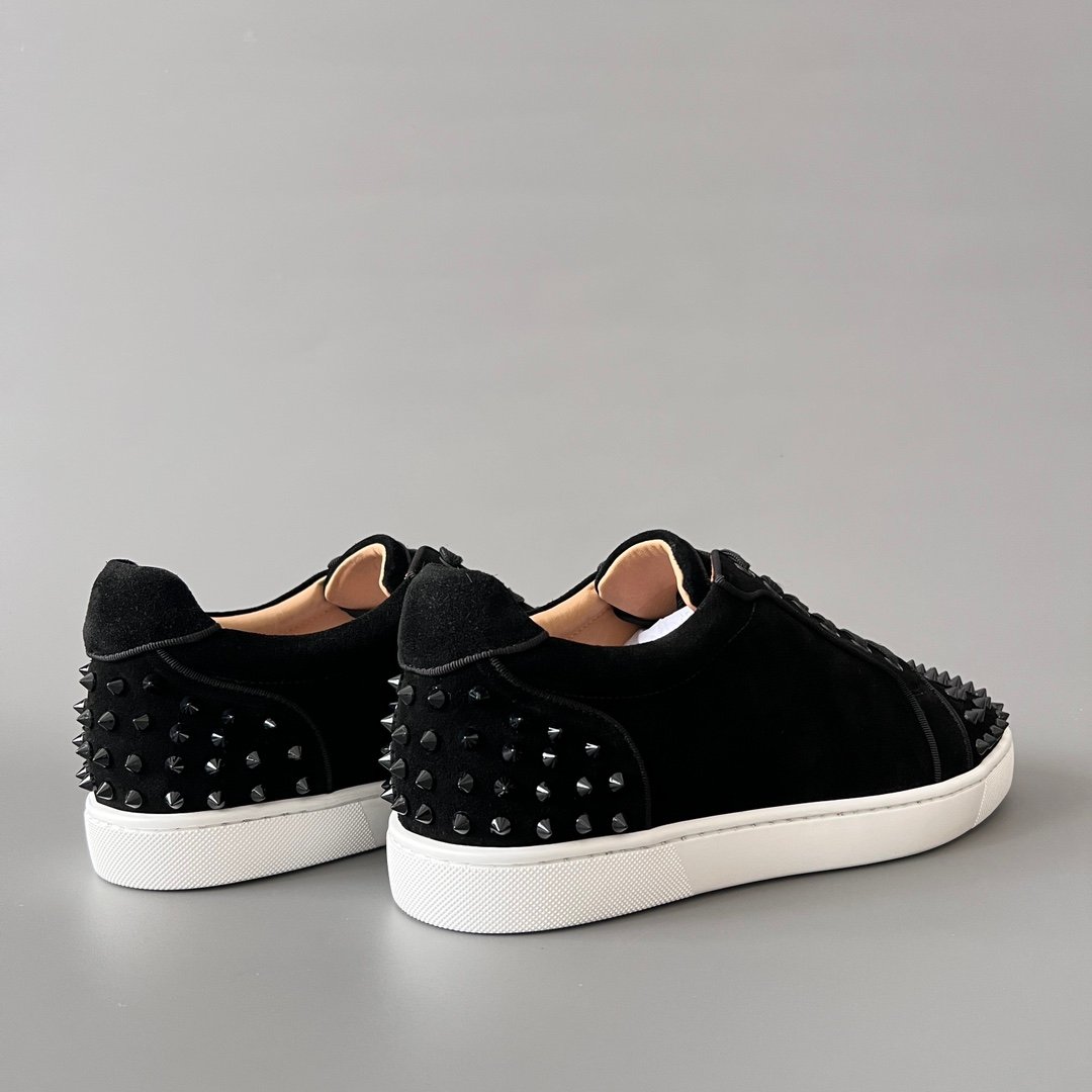AuroraCustom Christian Louboutin Louis Junior Spikes "Black Suede & White" - Image 5