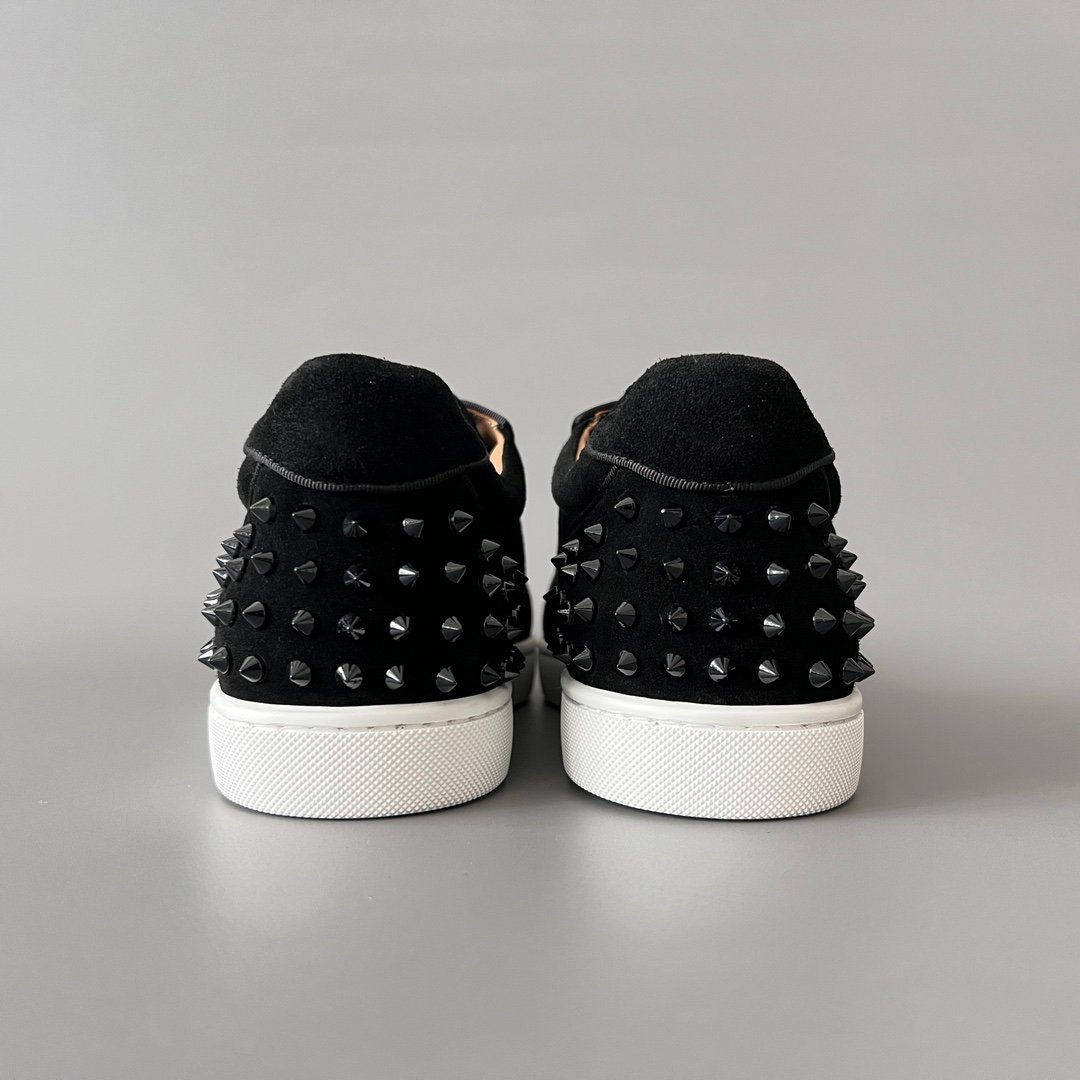 AuroraCustom Christian Louboutin Louis Junior Spikes "Black Suede & White" - Image 6