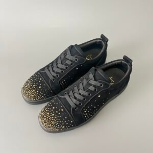 Aurora Custom Christian Louboutin Louis Junior "Black Suede & Gold Spikes"