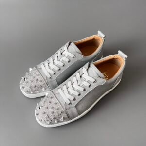 AuroraCuston Christian Louboutin Louis Junior Spikes "Silver Moonlight Strass"