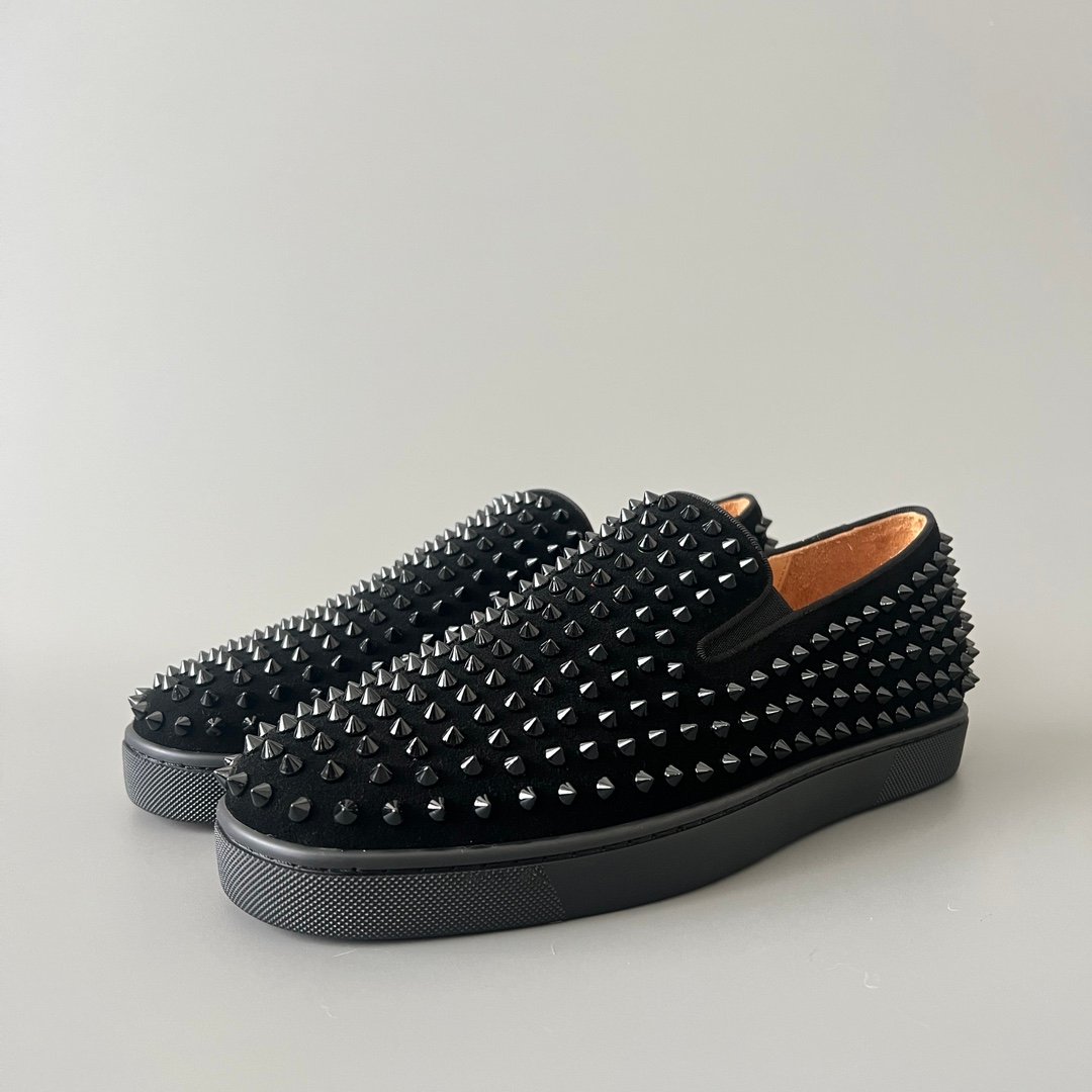 AuroraCustom Christian Louboutin Roller-Boat "Triple Black" All-Over Spikes - Image 2