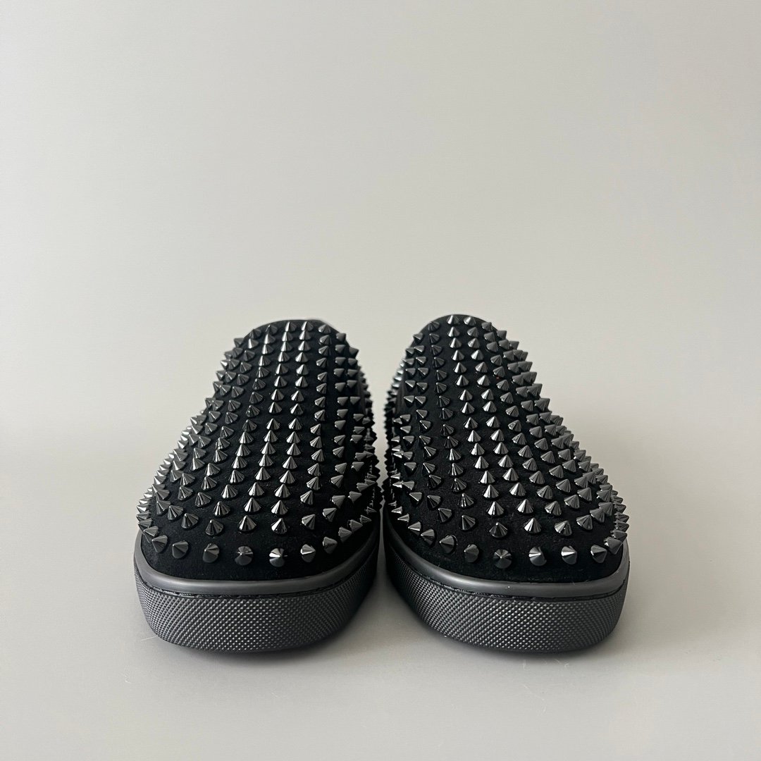 AuroraCustom Christian Louboutin Roller-Boat "Triple Black" All-Over Spikes - Image 3
