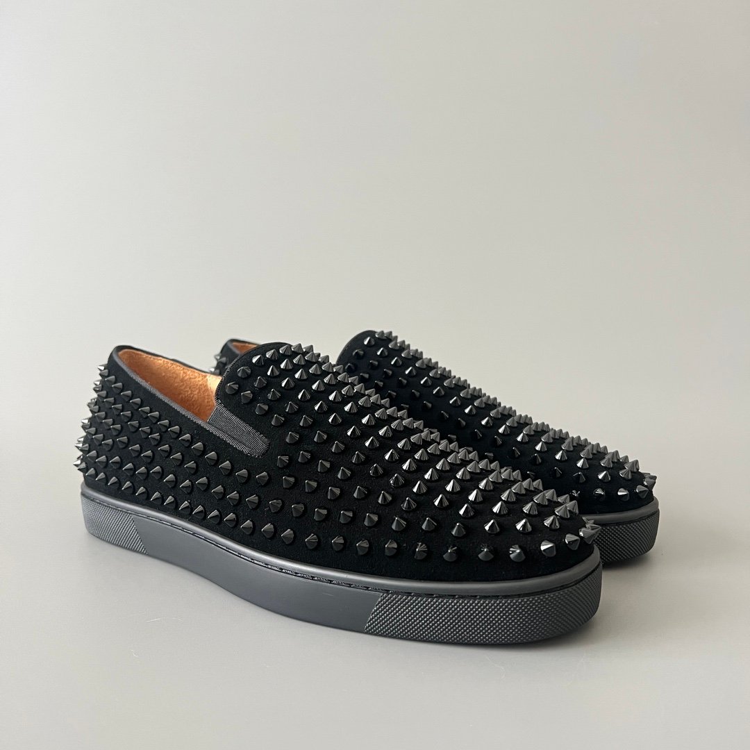 AuroraCustom Christian Louboutin Roller-Boat "Triple Black" All-Over Spikes - Image 4