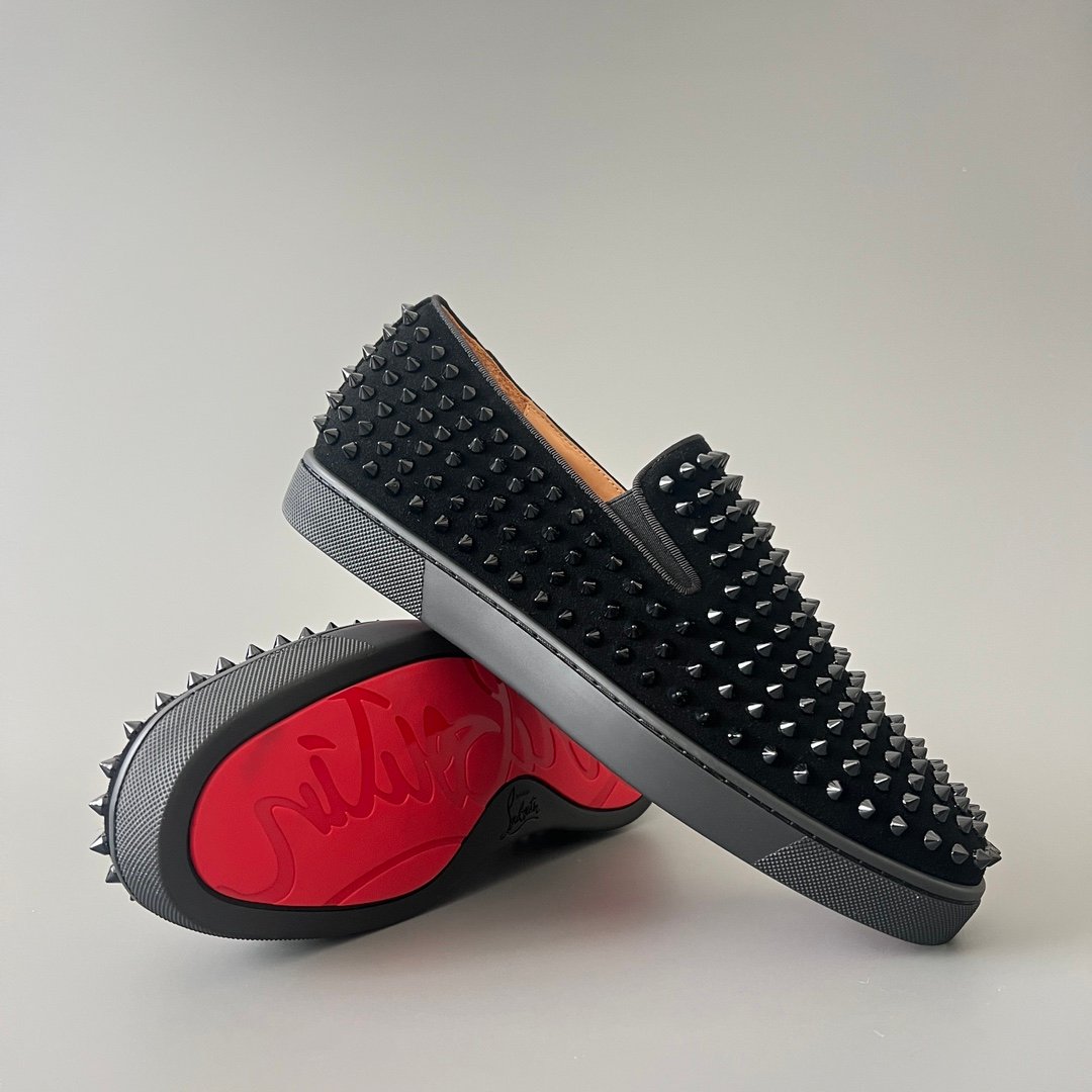 AuroraCustom Christian Louboutin Roller-Boat "Triple Black" All-Over Spikes - Image 8