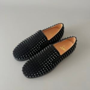 AuroraCustom Christian Louboutin Roller-Boat "Triple Black" All-Over Spikes
