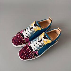 AuroraCustom Christian Louboutin Louis Junior Spikes "Multi-Color Exotic Patchwork"