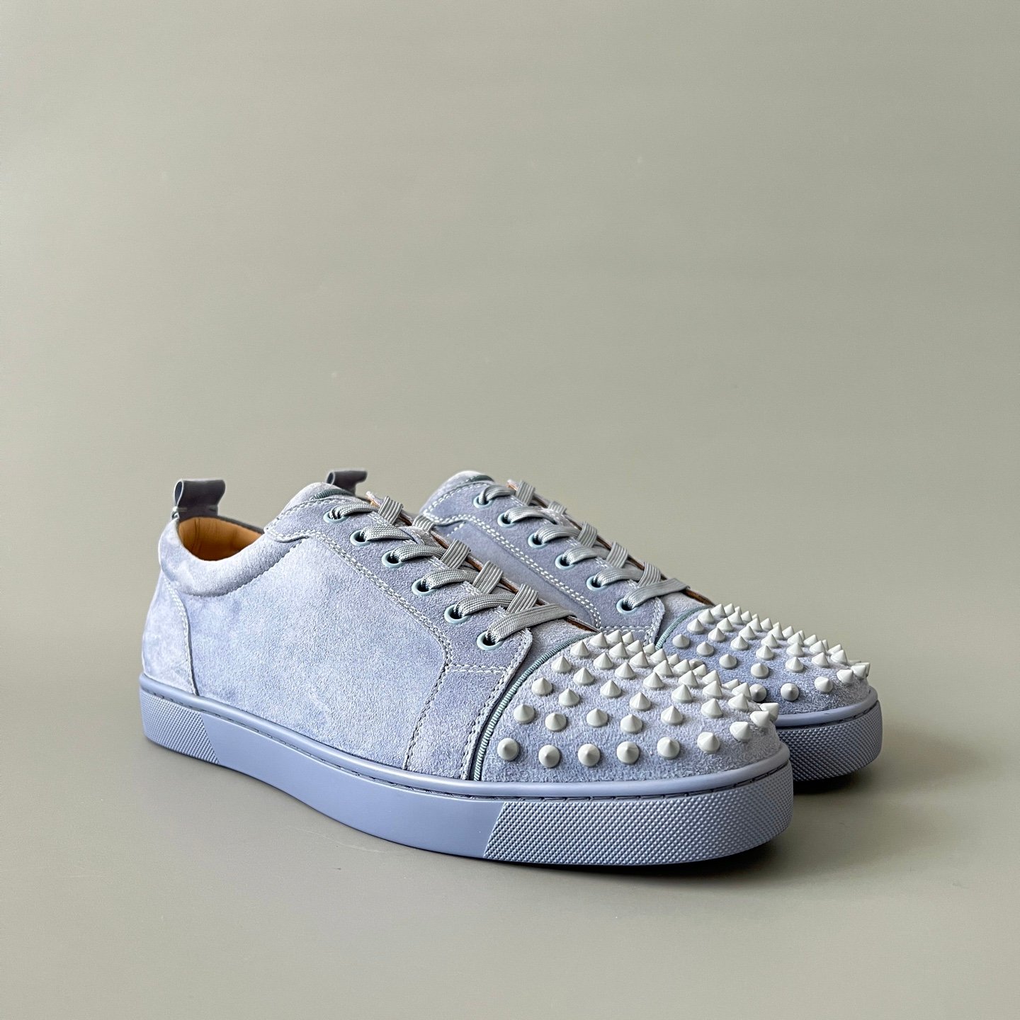 Aurora Custom Christian Louboutin Louis Junior Spikes "Slate Grey" Monochromatic - Image 4