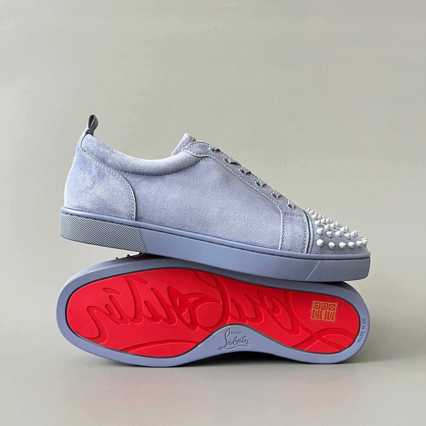 Aurora Custom Christian Louboutin Louis Junior Spikes "Slate Grey" Monochromatic - Image 7
