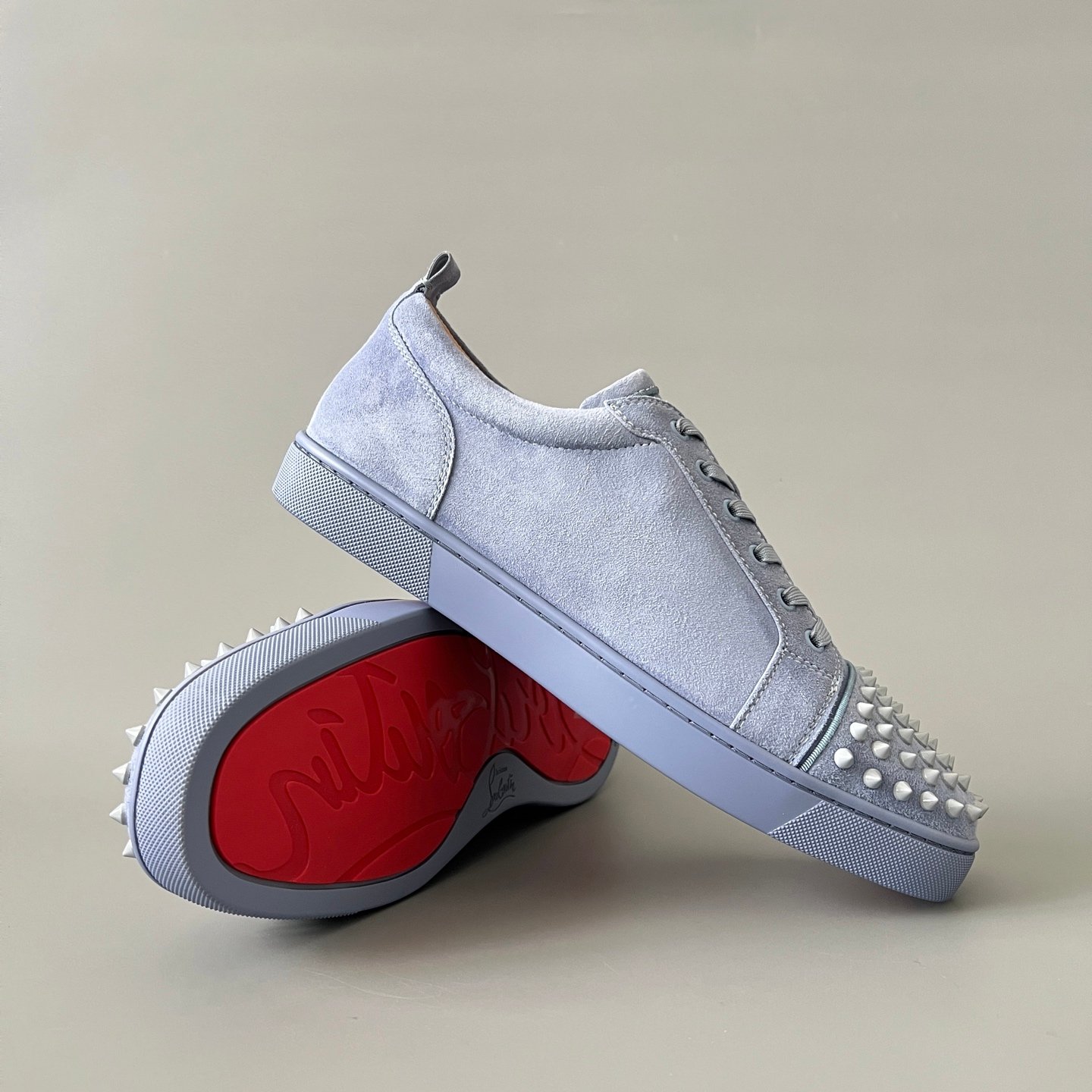 Aurora Custom Christian Louboutin Louis Junior Spikes "Slate Grey" Monochromatic - Image 8
