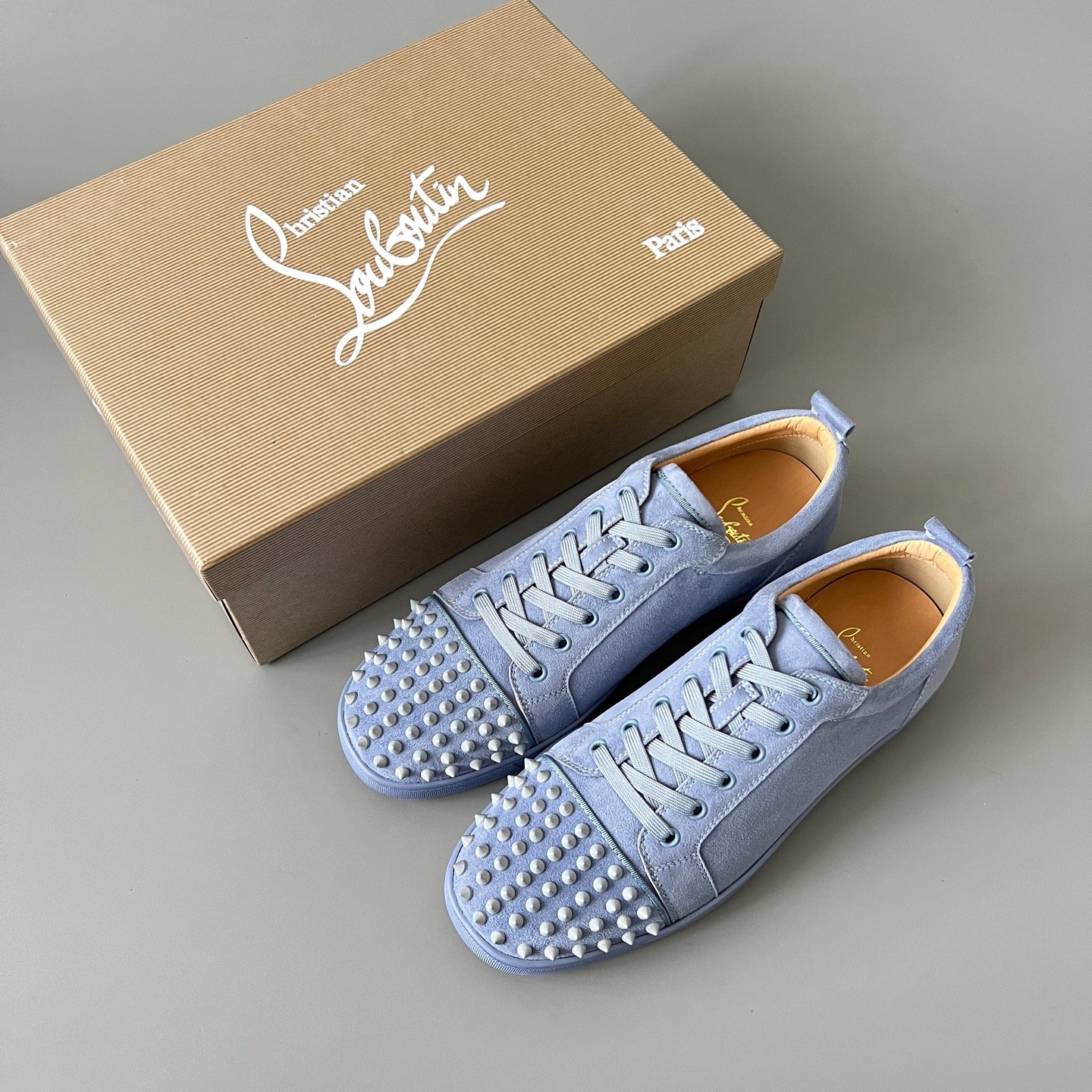 Aurora Custom Christian Louboutin Louis Junior Spikes "Slate Grey" Monochromatic - Image 9