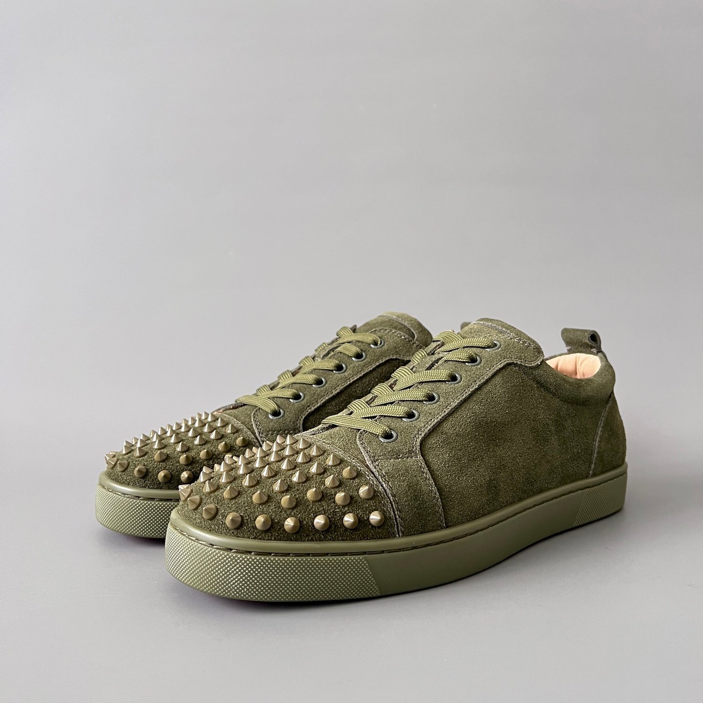 Aurora Custom Christian Louboutin Louis Junior Spikes "Army Olive" Suede - Image 2