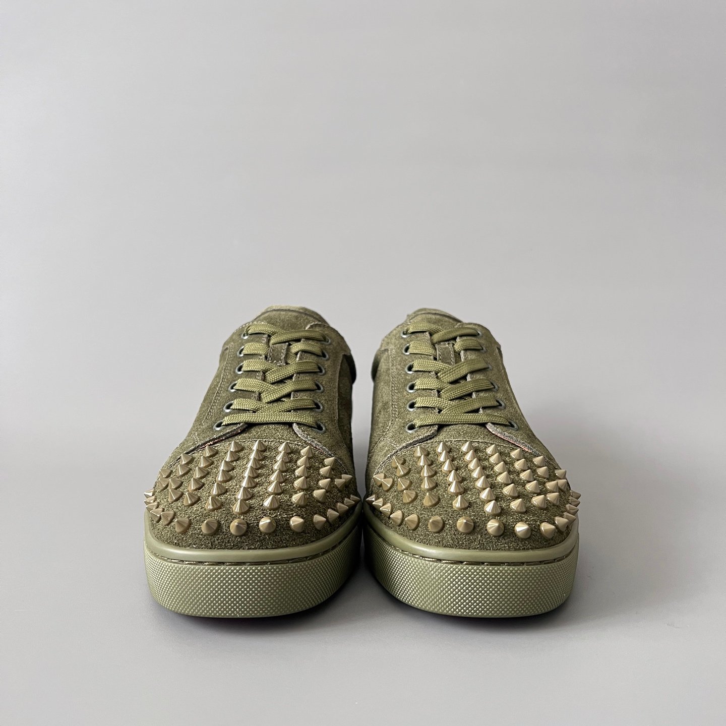 Aurora Custom Christian Louboutin Louis Junior Spikes "Army Olive" Suede - Image 3