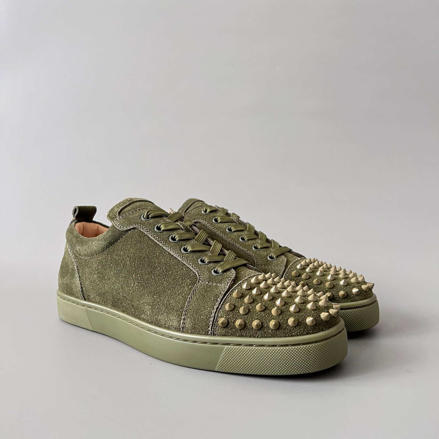 Aurora Custom Christian Louboutin Louis Junior Spikes "Army Olive" Suede - Image 4