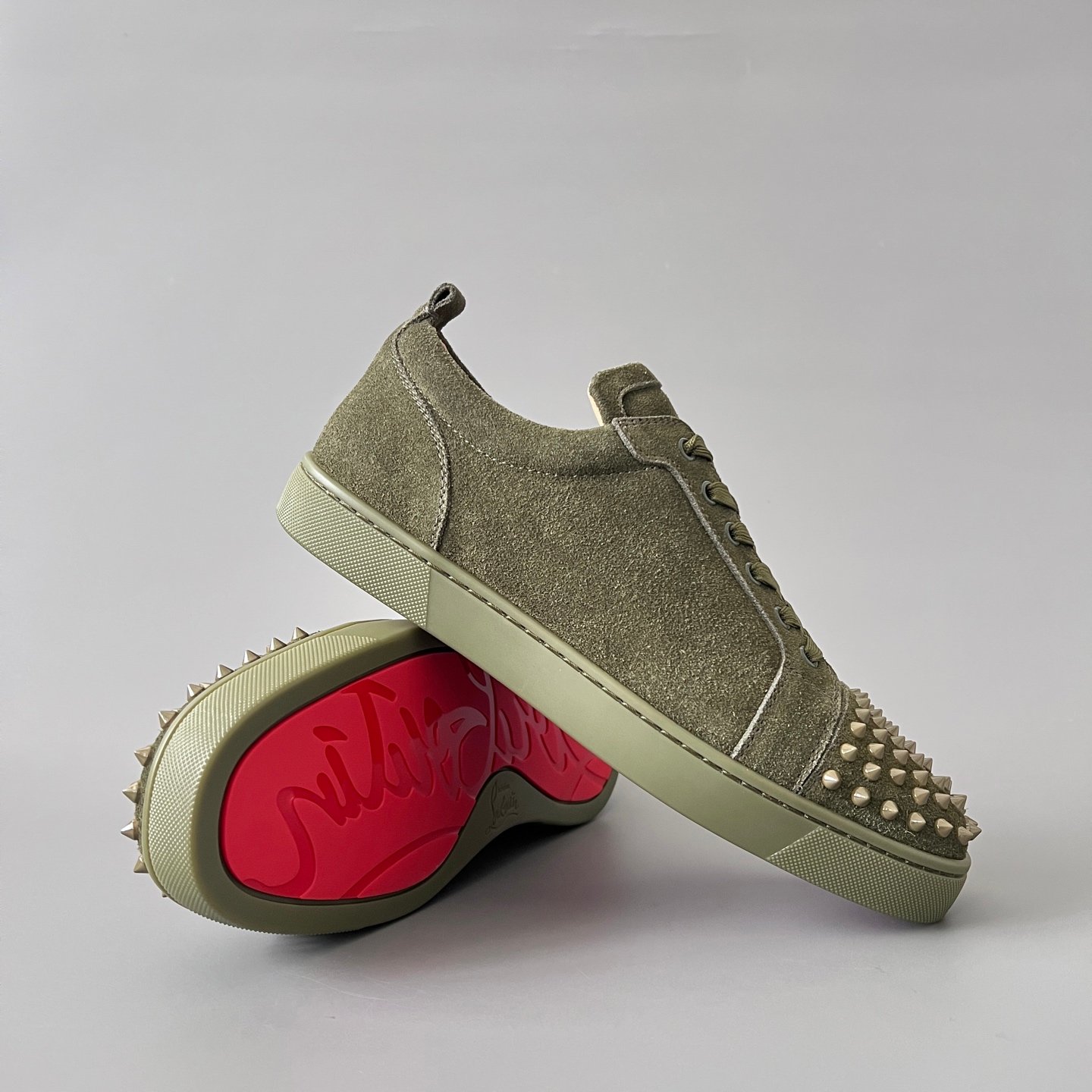 Aurora Custom Christian Louboutin Louis Junior Spikes "Army Olive" Suede - Image 8