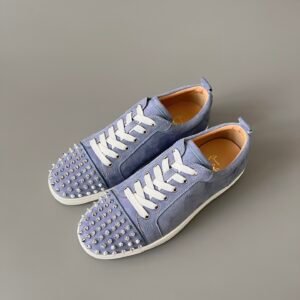 Aurora Custom Christian Louboutin Louis Junior Spikes "Denim Blue & Chrome"