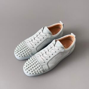 Aurora Custom Christian Louboutin Louis Junior Spikes "Cloud Grey" Monochromatic