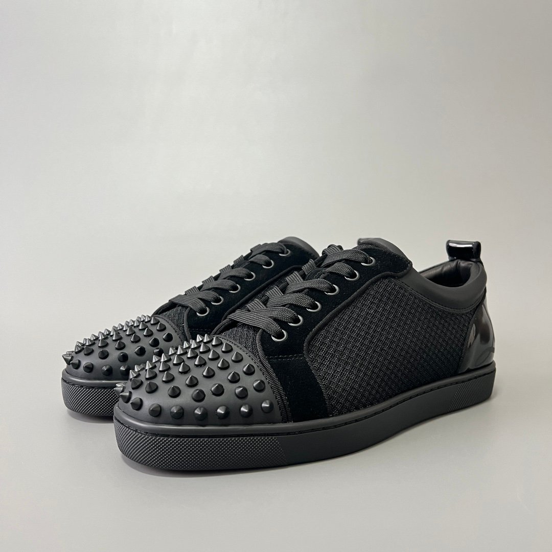 Aurora Custom Christian Louboutin Louis Junior Spikes "Black Tech-Mesh" - Image 2