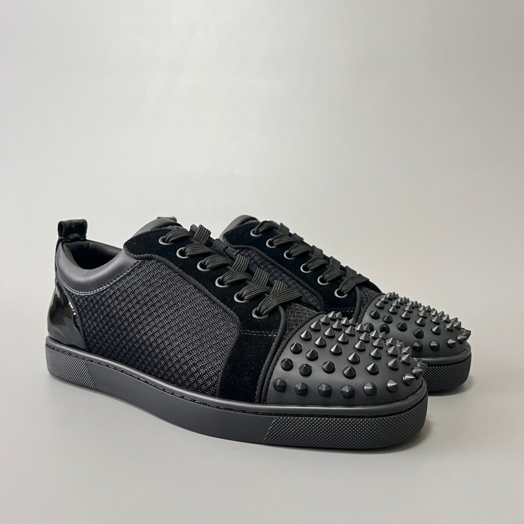 Aurora Custom Christian Louboutin Louis Junior Spikes "Black Tech-Mesh" - Image 4