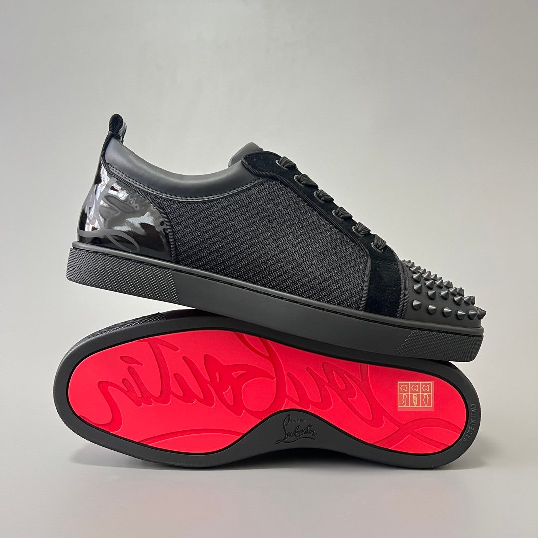 Aurora Custom Christian Louboutin Louis Junior Spikes "Black Tech-Mesh" - Image 7