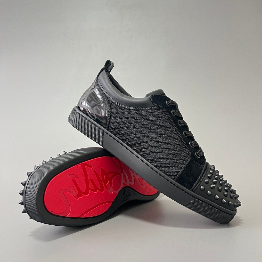 Aurora Custom Christian Louboutin Louis Junior Spikes "Black Tech-Mesh" - Image 8