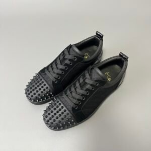 Aurora Custom Christian Louboutin Louis Junior Spikes "Black Tech-Mesh"