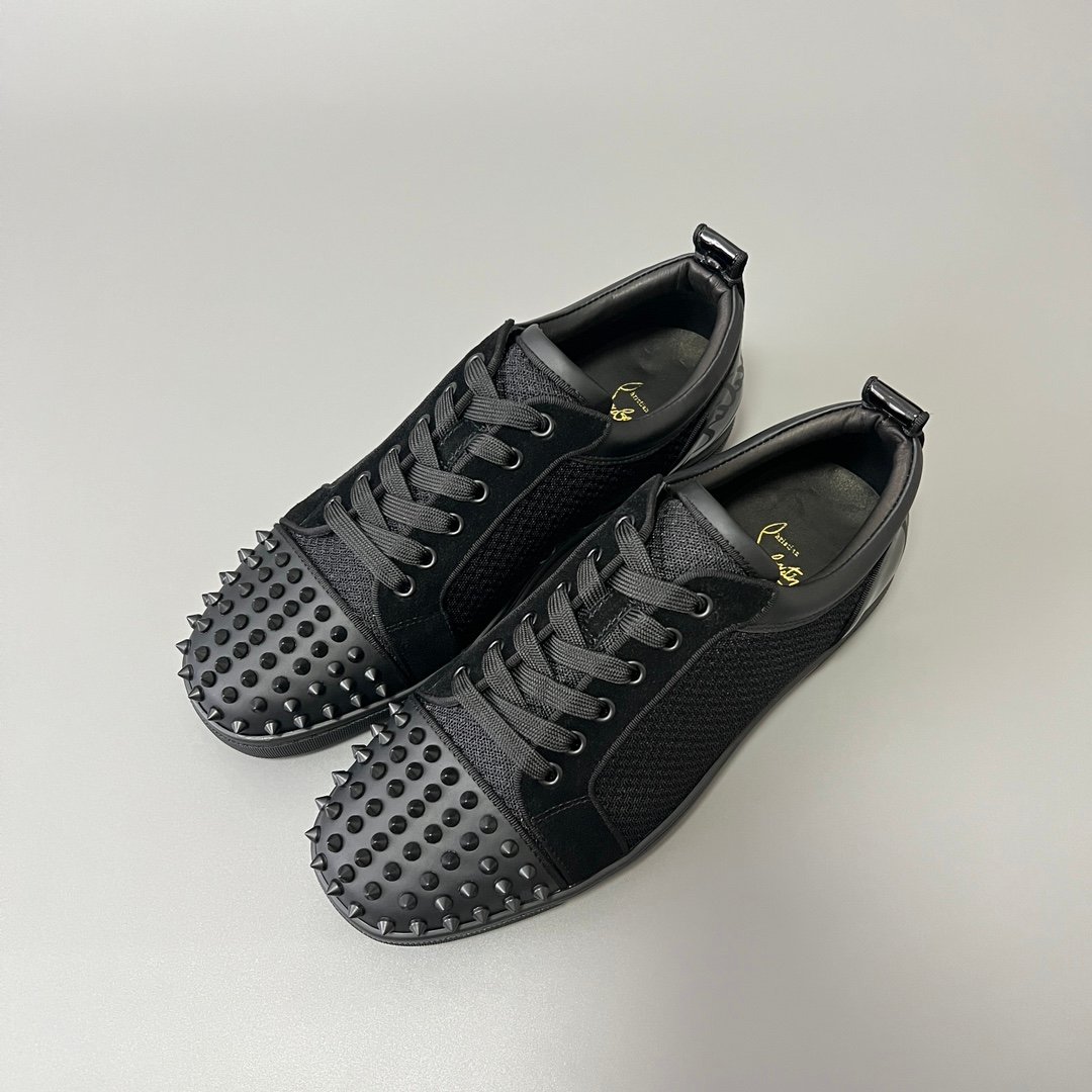 Aurora Custom Christian Louboutin Louis Junior Spikes "Black Tech-Mesh"