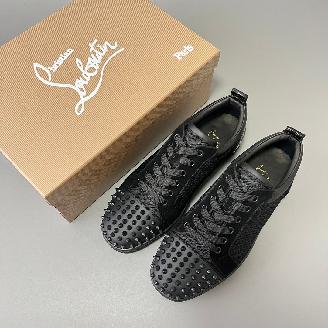 Aurora Custom Christian Louboutin Louis Junior Spikes "Black Tech-Mesh" - Image 9
