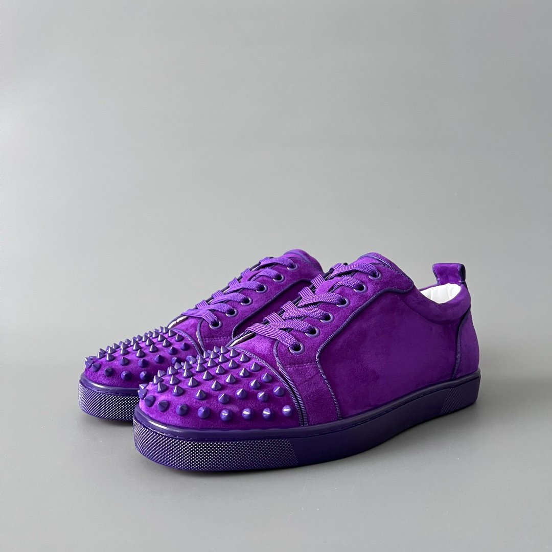 Aurora Custom Christian Louboutin Louis Junior Spikes "Royal Purple Suede" - Image 2