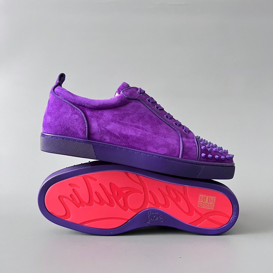 Aurora Custom Christian Louboutin Louis Junior Spikes "Royal Purple Suede" - Image 7