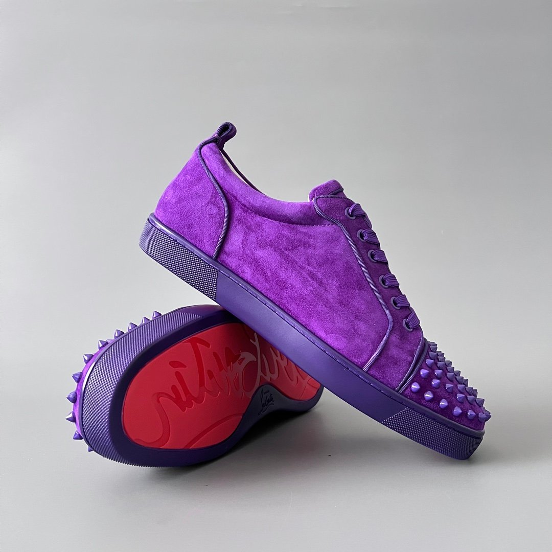 Aurora Custom Christian Louboutin Louis Junior Spikes "Royal Purple Suede" - Image 8