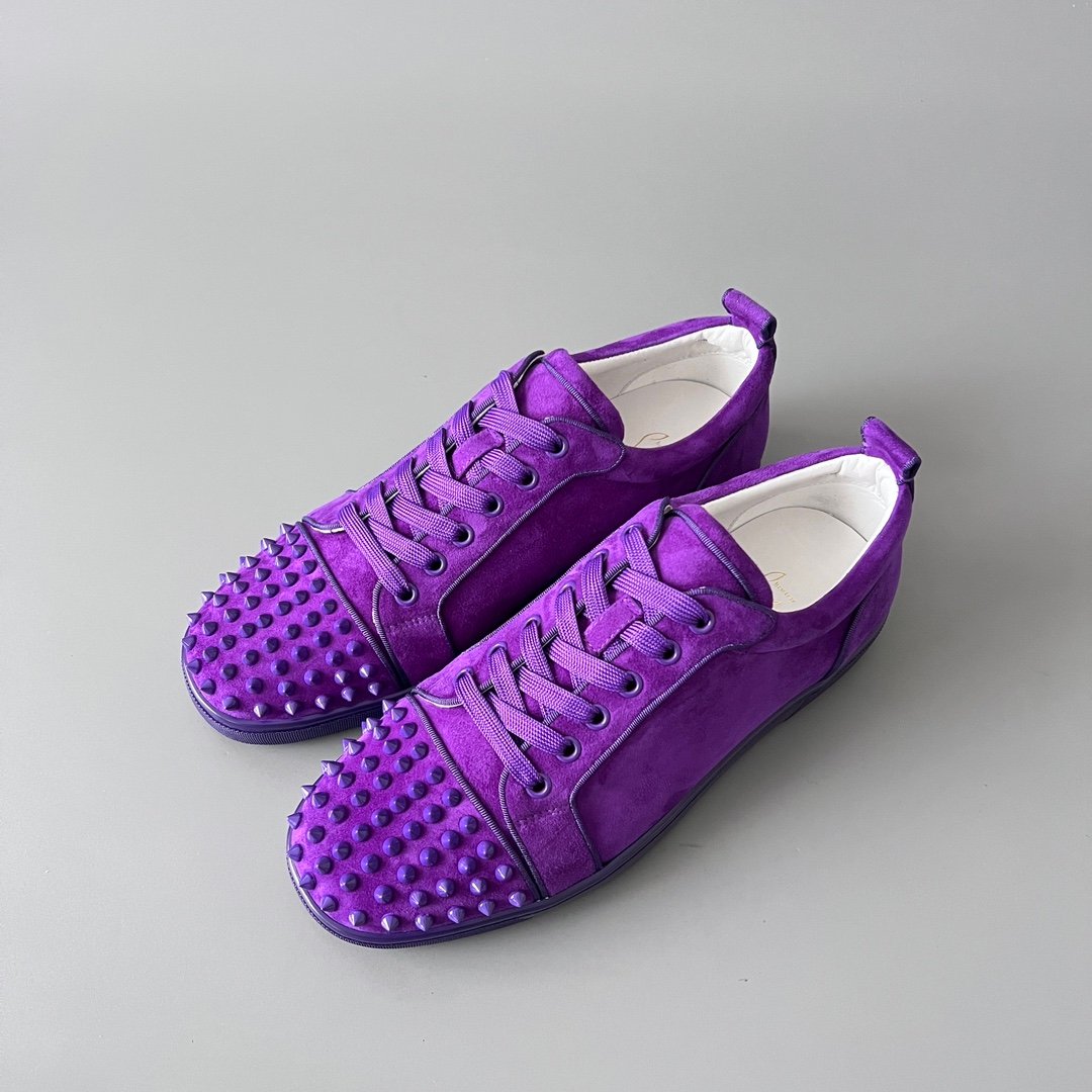 Aurora Custom Christian Louboutin Louis Junior Spikes "Royal Purple Suede"