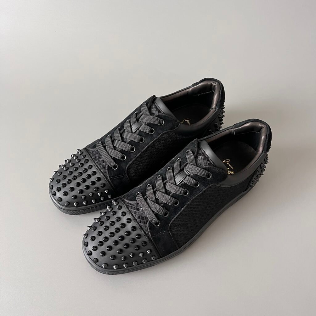 Aurora Custom Christian Louboutin Louis Junior Spikes "Black Mesh & Spike Duo"