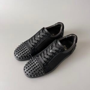 Aurora Custom Christian Louboutin Louis Junior Spikes "Black Mesh & Spike Duo"