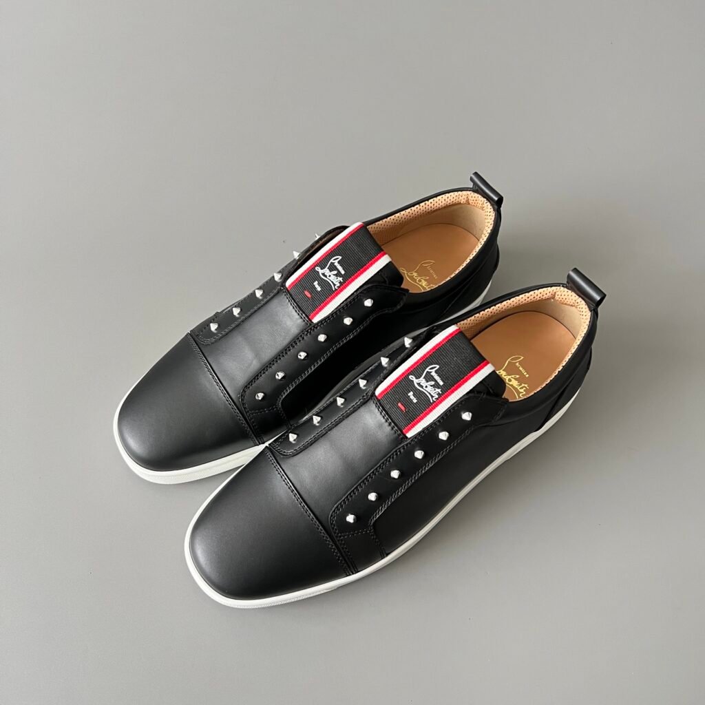 Aurora Custom Christian Louboutin "Urban Stud" Black Leather Slip-On