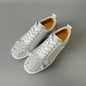 Aurora Custom Christian Louboutin Louis Junior Spikes "Silver Glitz & Strass"