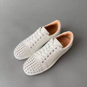 Aurora Custom Christian Louboutin Louis Junior Spikes "Arctic White & Chrome"
