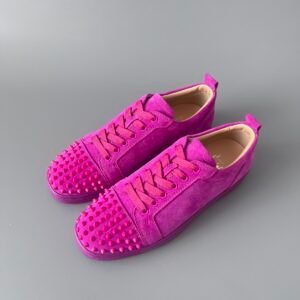 Aurora Custom Christian Louboutin Louis Junior Spikes "Fuchsia Fever" Suede