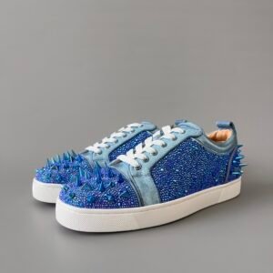 Aurora Custom Christian Louboutin Louis Junior Spikes "Sky Blue Strass & Spikes"Mixed