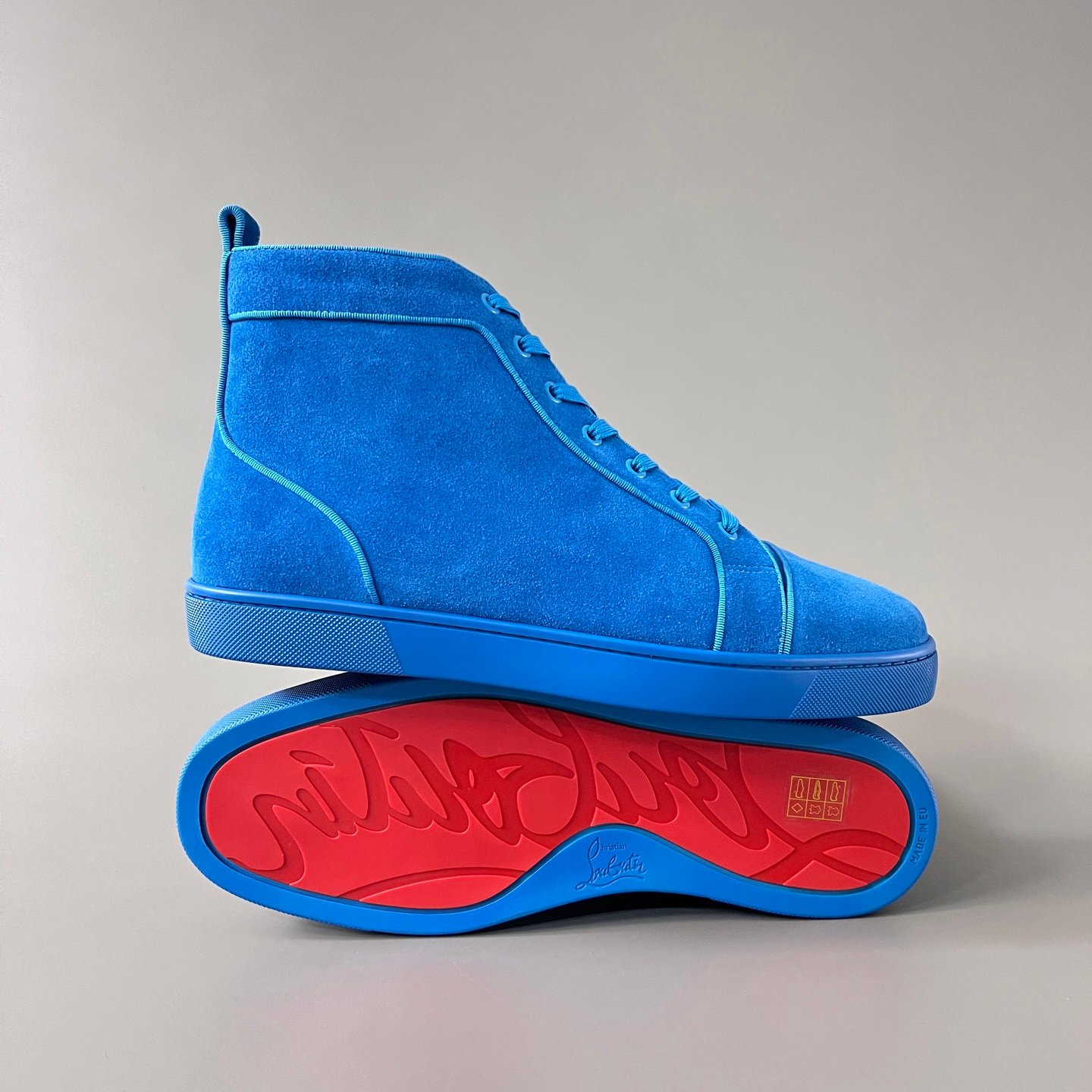 Aurora Custom Christian Louboutin Louis Flat "Royal Blue Suede" High-Top - Image 6