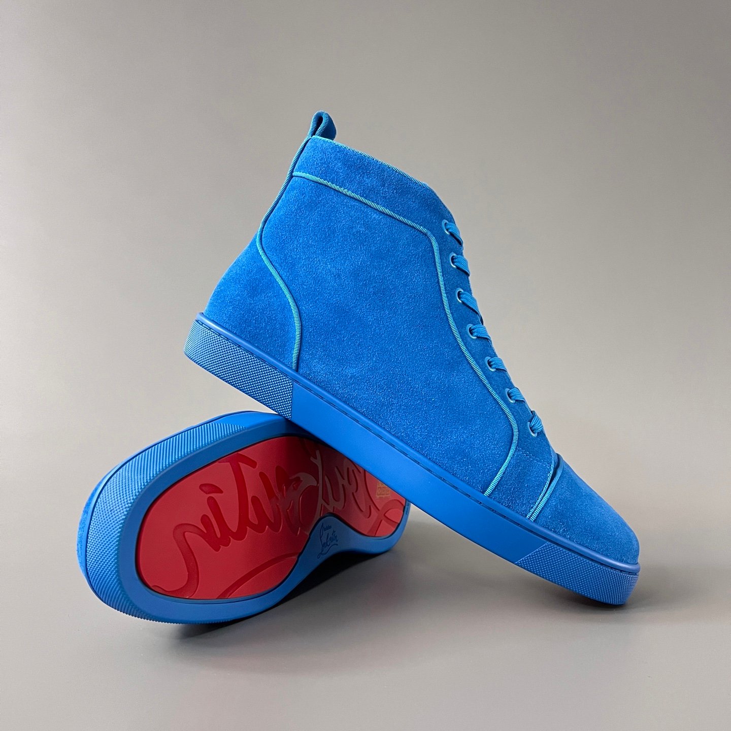 Aurora Custom Christian Louboutin Louis Flat "Royal Blue Suede" High-Top - Image 7