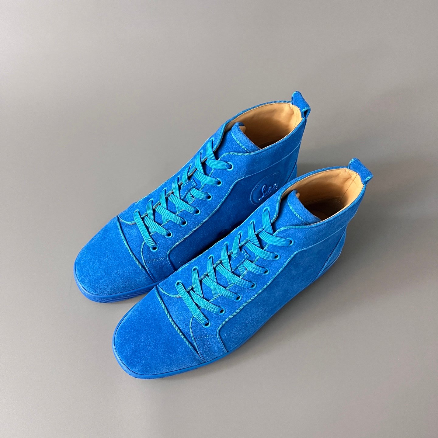 Aurora Custom Christian Louboutin Louis Flat "Royal Blue Suede" High-Top - Image 8